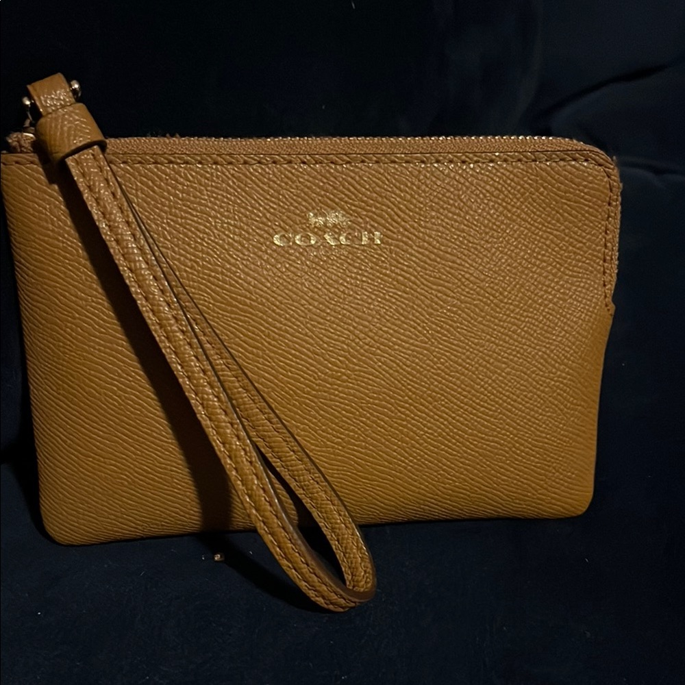 Coach Tan Leather Clutch Wristlet
